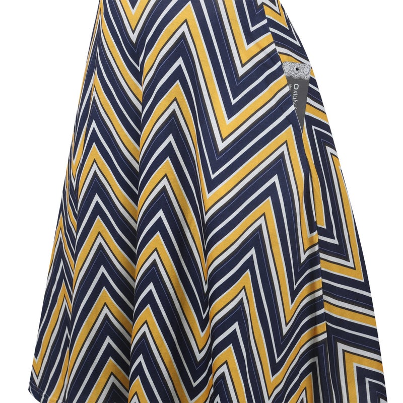 oxiuly Women's Classic Stripe Short Sleeve Casual Pockets Dress Tunic Party Cocktail Work Tea A-Line Dress OX262 (S, Blue Stripe) - Image 4